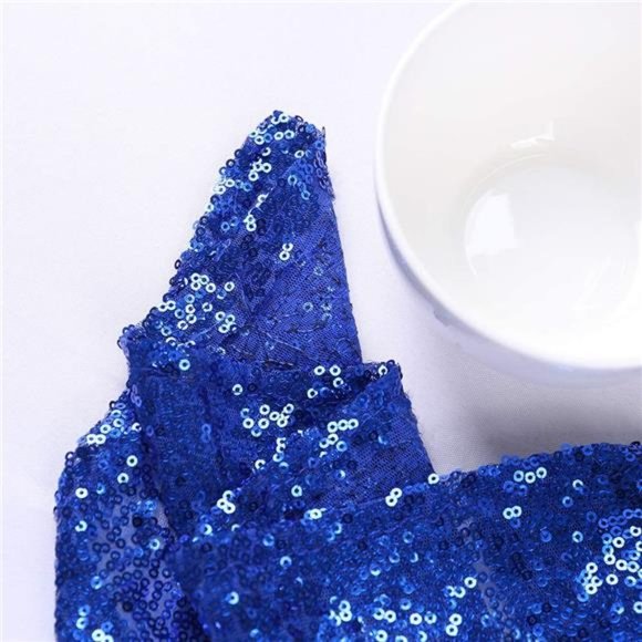 Royal Blue Sequin Backdrop Curtain 2 Panels 2x8ft Glitter Blue Sequin Curtains - Picture 4 of 6